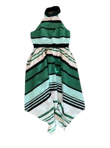 Anthropologie Troubadour Candymint (Green/Light Blue) Halter Dress -  Size 6 P - Picture 1 of 7