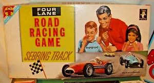FOUR LANE ROAD RACING ON THE SEBRING TRACK GAME 1963 BOXED COMPLETE TRANSOGRAM - Picture 1 of 5