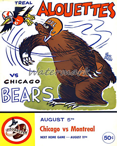1961 CFL Montreal Alouettes vs NFL Chicago Bears Program Print 8 X 10 Photo Pic