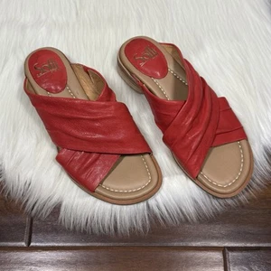NEW Sofft Women's Size 6.5 M Red Coral Leather Fallon Slide Sandals Slip On Shoe - Picture 1 of 13