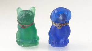 Estatuilla de perro, galleta Jack Dachsund Bulldog vidrio alcanfor checo de colección - Imagen 1 de 7