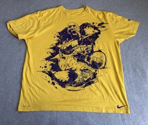 Vintage Kobe Bryant LA LAKERS Nike Yellow T Shirt Adult XL Black Mamba Head Rare - Picture 1 of 21