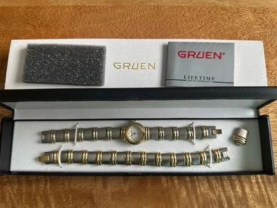 VINTAGE GRUEN WOMENS WATCH with MATCHING BRACELET GR7211 TWO-TONED QUARTZ ANALOG - Image 1 of 4