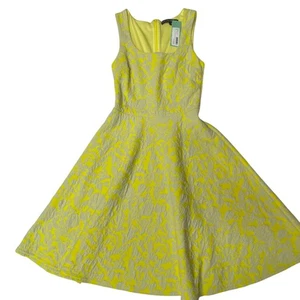 Brixon Ivy Yellow & Gray Textured Fit & Flare Dress XS NWT - Picture 1 of 7