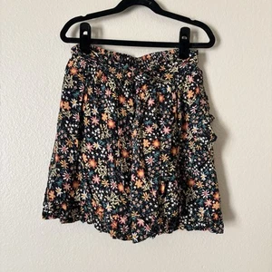 Gap Kids Skirt Girls Medium Black Floral Mini wrap style pull on casual stretch - Picture 1 of 9