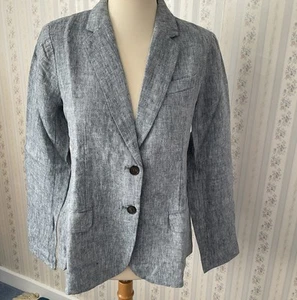 Women’s Land’s End Pure Linen Jacket Denim Blue UK S NWT - Picture 1 of 13