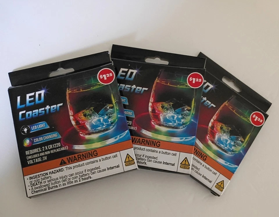 Light-Up LED 4 inch Coaster With Color Changing Effects Set of 2