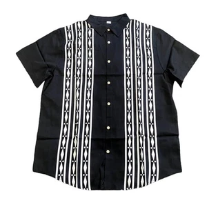 Hawaiian Shirts Men's Button Down Short Sleeve Shirt in Black, Size L - Picture 1 of 4