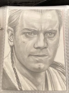 2013 ACEO Original Art Sketch 3x4 Card STAR WARS Obi-Wan Kenobi 1/1 - Picture 1 of 2