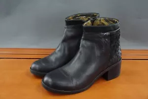 Fly London Acis Short Bootie Shoes Womens 37 / 6 Black Leather Zip Ankle Bootie - Picture 1 of 12