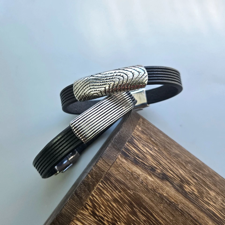 Pulsera de identificación de cuero de acero inoxidable de 8,5 pulgadas con bonito bloqueo Foto 1 de 4