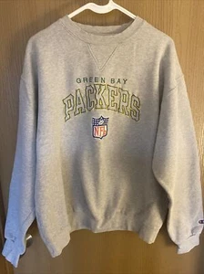 Vintage Embroidered Green Bay Packers Champion Crewneck Sweatshirt Large - Picture 1 of 2