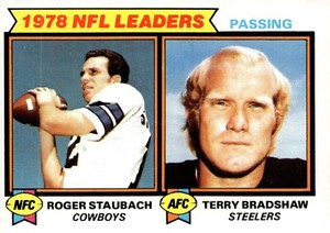 1979 TOPPS 1978 NFL PASSING LEADERS ROGER STAUBACH/TERRY BRADSHAW