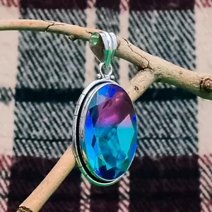 Exquisite Multi Tourmaline Gemstone 925 Sterling Silver Handmade Pendant 2.4" - Picture 1 of 3