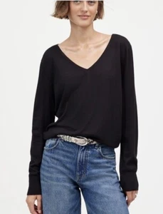 Madewell Merino Pullover Damen Medium Wolle-Seide Mischung V-Ausschnitt Neu mit Etikett *String Pull - Bild 1 von 10