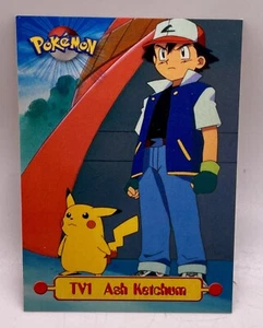 Tarjeta de personaje Pokémon Topps Serie 1 1999 edición de animación de televisión ASH KETCHUM TV1 - Imagen 1 de 2