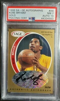 1998 Kobe Bryant SAGE Autographs GOLD - Signed "KOBE 8" #'ed 26/30 PSA  Auto10 - Image 1 of 2