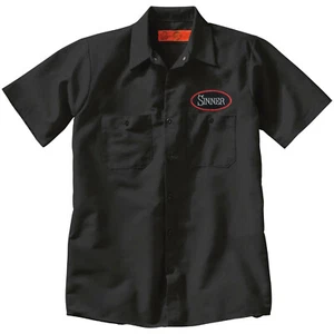 SINNER Button Up Mens Mechanic Work SHIRT Punk Metal Rock country tattoo Auto - Picture 1 of 2