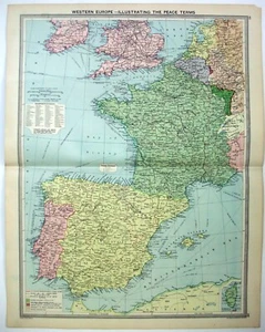 Western Europe Showing the WWI Peace Terms - Original 1926 Map by George Philip. - Picture 1 of 4