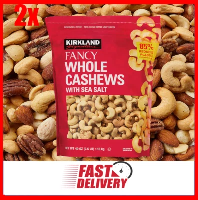 2x Pack Kirkland Signature Fancy Whole Roasted Cashews -  Sea Salt - 2.5 lbs Bag - Image 1 of 4