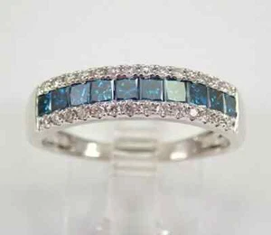Ehering 3,00 kt Princess Cut Lab Created London Blautopas Weißgold vergoldet - Bild 1 von 7