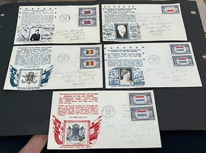 LOT x5 FDC CROSBY PHOTO CACHETS ! WWII OVERRUN NATIONS FIRST DAY COVERS L@@K ! - Picture 1 of 2