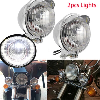 2X Faros antiniebla cromados para moto Yamaha V Star XVS 250 650 950 1100 Foto 1 de 4