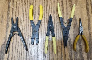 Lot 5 Yellow Vinyl Grip Retaining Ring Pliers, Needle Nose - USED Made in USA - Picture 1 of 5