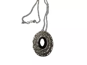 Vintage AVON Pendant/Brooch 2" x 1" Black Stone-No Perfume-Excellent - Picture 1 of 5
