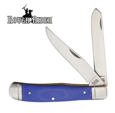 Navaja de bolsillo Blue Mule Trapper asas azules cuchillos Rough Rider Foto 1 de 3