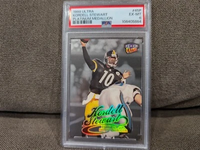 1999 FLEER ULTRA KORDELL STEWART PLATINUM MEDALLION #/99 PSA 6 POP 1 STEELERS SP - Image 1 of 2