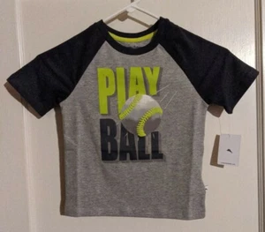 Boys "Tommy Bahama" Color Block Graphic T-shirt in Navy Blue and Gray Sz. (4) - Picture 1 of 8