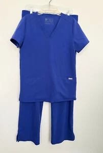 Conjunto Exfoliante FIGS Casma Top Kade Carga Parte Inferior Azul Médico Para Mujer Mediano - Imagen 1 de 10