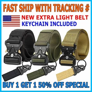 Men Casual Military Tactical Army Adjustable Quick Release Belts Pants Waistband - Picture 1 of 15