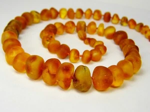 Baltischer Bernstein Halskette 19,5" braun unpoliert matt natürlicher echter Stein 0966 - Bild 1 von 11