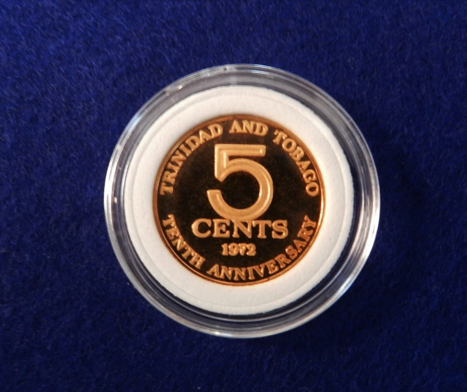 1972 Trinidad and Tobago 10th Anniversary Proof 5 Cents - Beautiful Coin - Image 1 of 2
