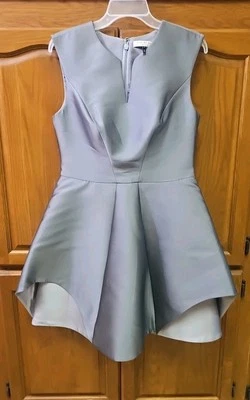 VESTIDO DE REGRESO ESCOLAR HALSTON HERITAGE SEDA GRIS BRILLANTE ESTRUCTURADO TALLA 8  Foto 1 de 4