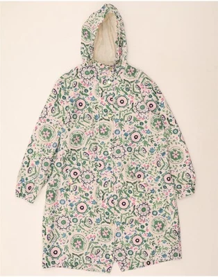 JOULES Womens Hooded Raincoat UK 14 Large Green Floral Polyester BD31 - Image 1 of 3