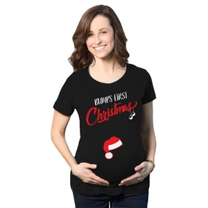 Bumps First Christmas Maternity Shirt Funny Merry Tee for New Pregnant Family - Picture 1 of 13