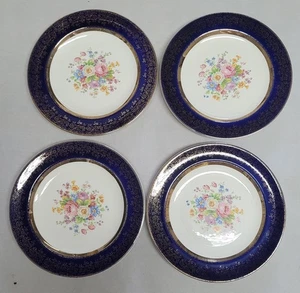 4 Salem Aristocrat Coblat Blue 23 K Gold 7-1/8 Inch Salad Dessert Bread Plates - Picture 1 of 4