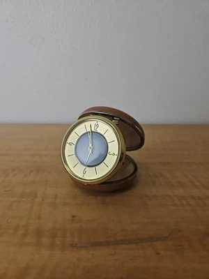 Vintage Bradley Travel Folding Brown Hard Case Alarm Clock Wind Up Japan - Image 1 of 4