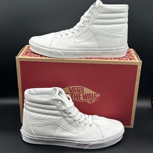 Vans SK8-HI Canvas Sneakers Men 11 High Top Skate Shoes True White - Picture 1 of 10