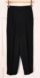 Vintage Ralph Lauren 100 % Kammgarn Wolle Damen Anzughose 4 schwarz hoher Bund - Bild 1 von 8
