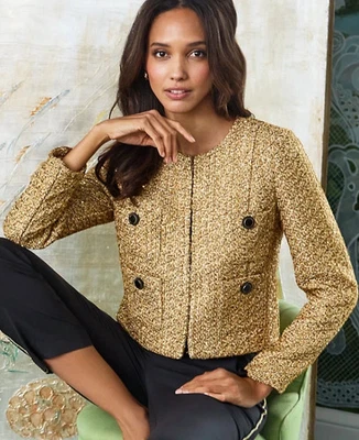 Новый с Ярлыками Lilly Pulitzer Rohana Boucle куртка в золотой металлик золотой зарево, размер!! - Изображение 1 из 4