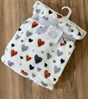 🖤🤎🩶 Little Joy Plush Soft Baby Blanket 30x40 Sketch Hearts Neutral Throw