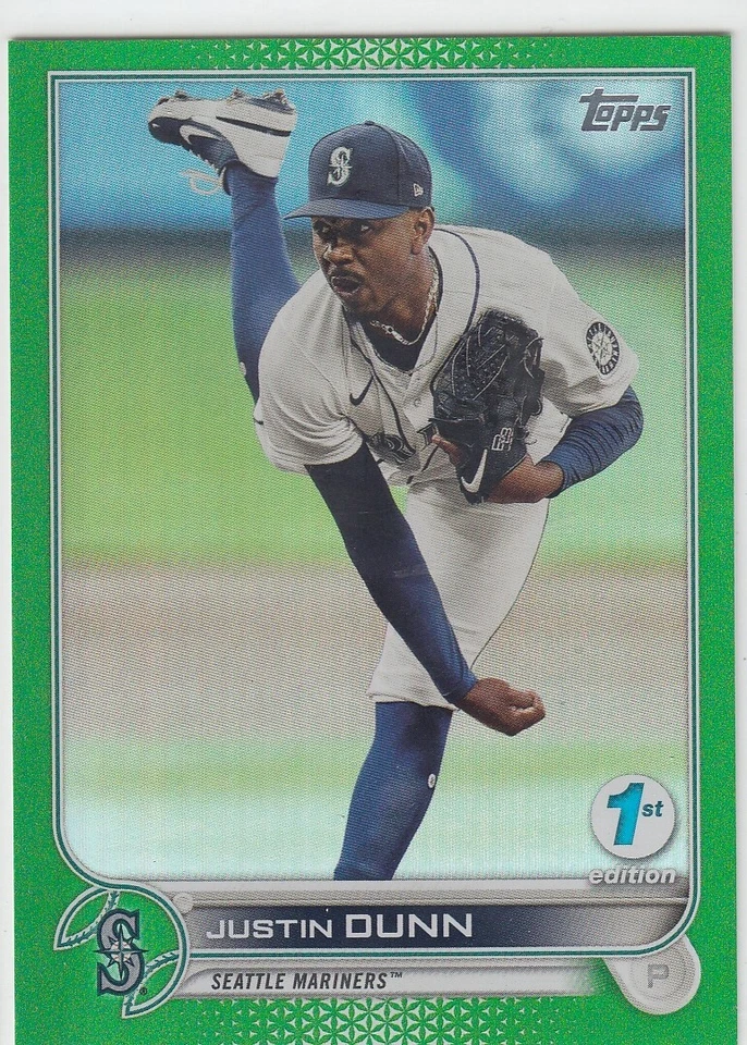 JUSTIN DUNN /150 TOPPS 1ST FIRST EDITION GREEN FOIL MARINERS #185 2022 22 - Image 1 of 1