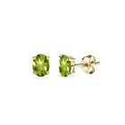 Or Flash Argent Sterling Peridot 5X3mm Coupe Ovale Solitaire Boucles D'oreilles