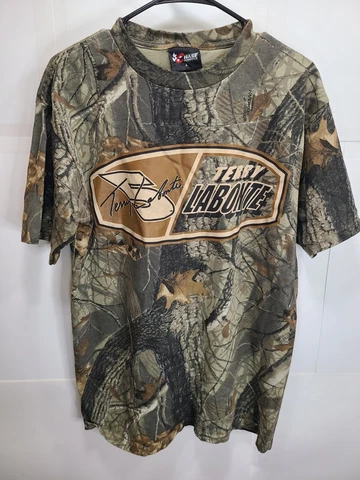 Vintage Terry Labonte #5 Camo Graphic Tshirt sz Large L NASCAR Chase Realtree Cover