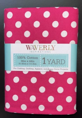 Waverly Inspirations Pink White Dots Cotton Fabric 1 Yard x 44in NEW - Image 1 of 3