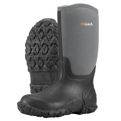 HISEA Men Mid-Calf Rain Boots Waterproof Insulated Snow Hunting Garden Mud Boots - Image 1 of 4